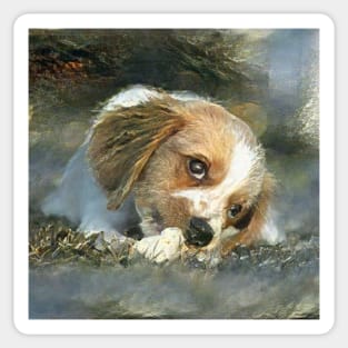 Cute puppy painting (pet, dog, pretty and hiking) Sticker